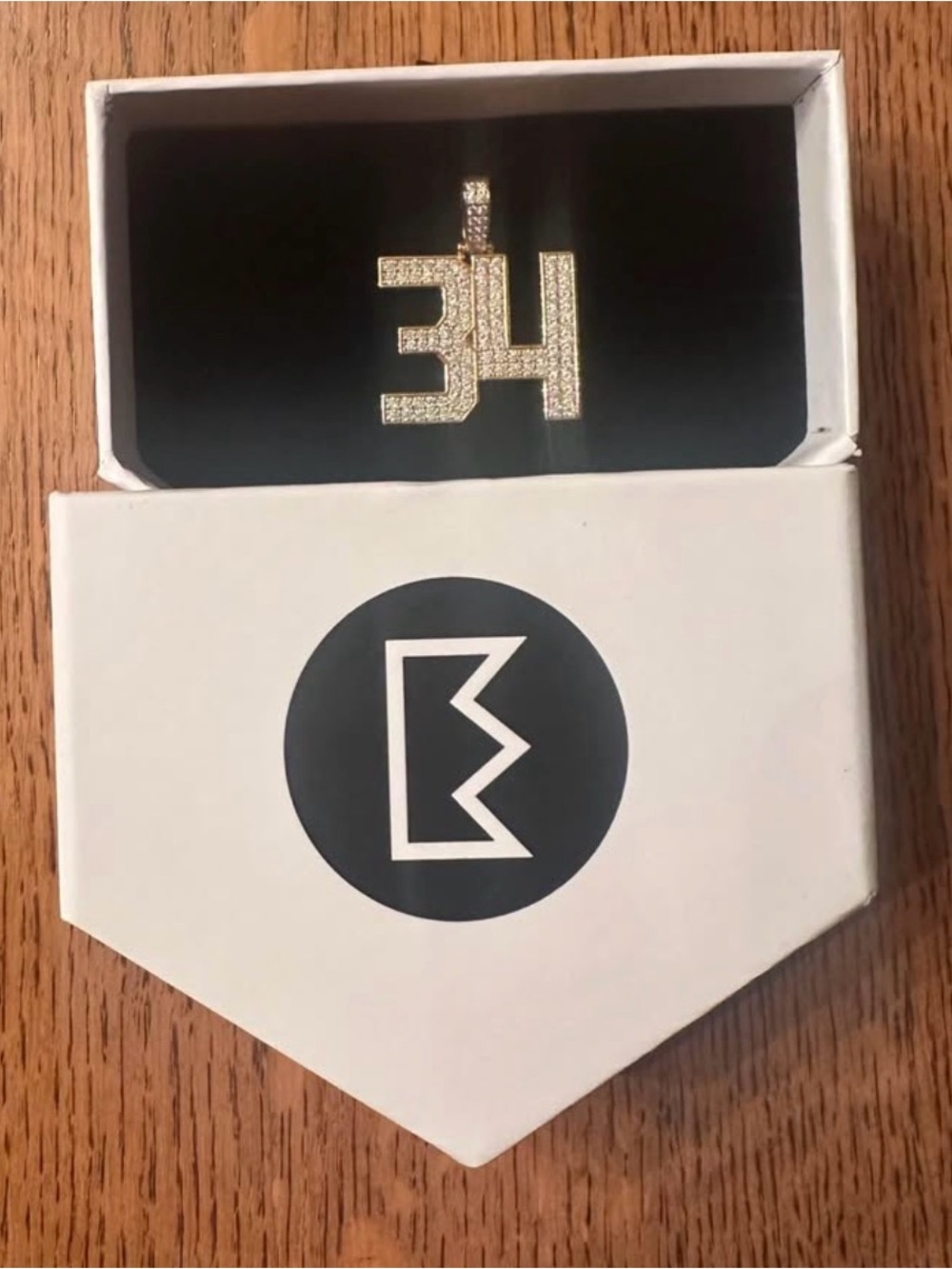 Iced Number 34 Pendant-Gold Vermeil